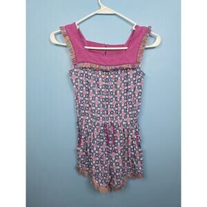 Matilda Jane Size 8 Dream Chasers Rainbow Fringe Romper Purple Blue